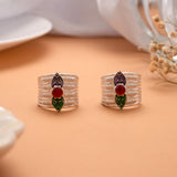 Bold Dual Leaf Enamel Silver Toe Ring