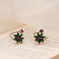 Elegant Floral Emerald Silver Toe Ring