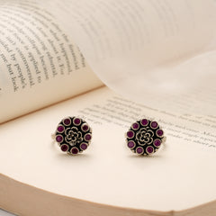 Crown Flower Design Ruby Silver Toe Ring