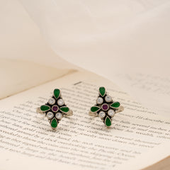 Antique Floral Design Silver Toe Ring