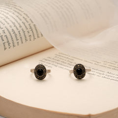 Black Onyx Stone Silver Toe Ring