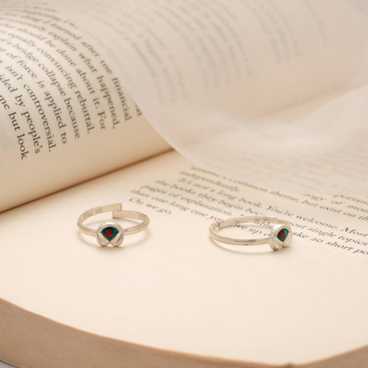 Cute Little Enamel Silver Toe Ring