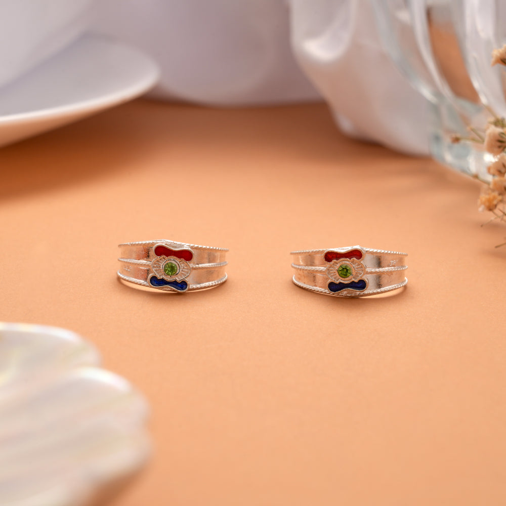 Minimal Enamel Silver Toe Ring