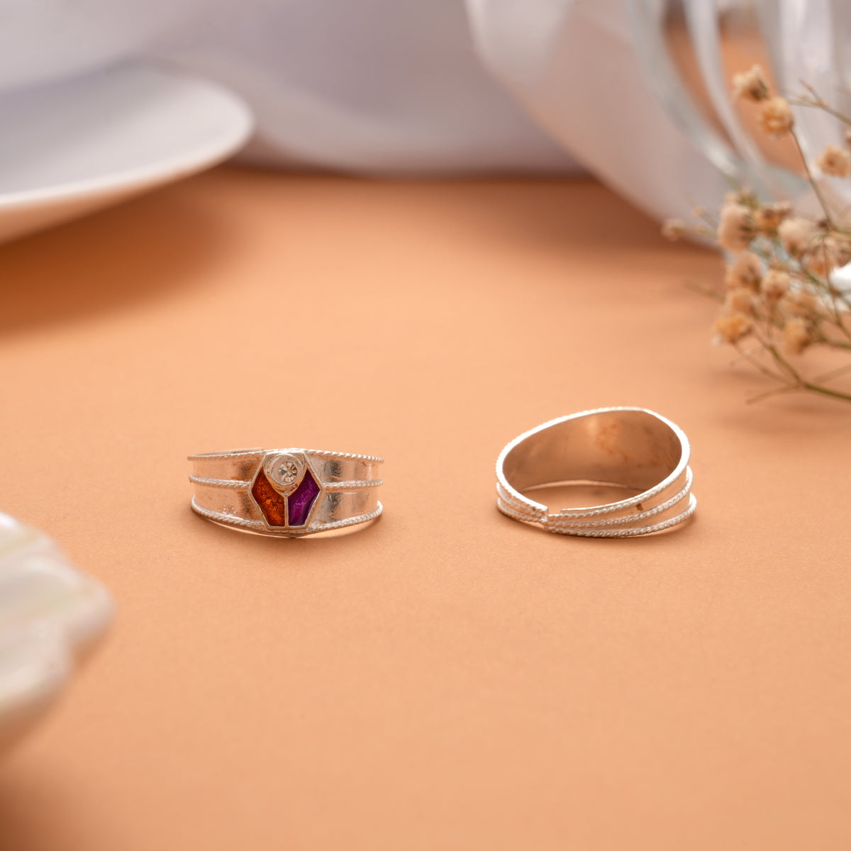 Vibrant Colour Enamel Silver Toe Ring