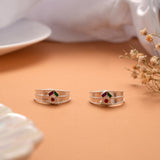 Cute Curved Design Enamel Silver Toe Ring