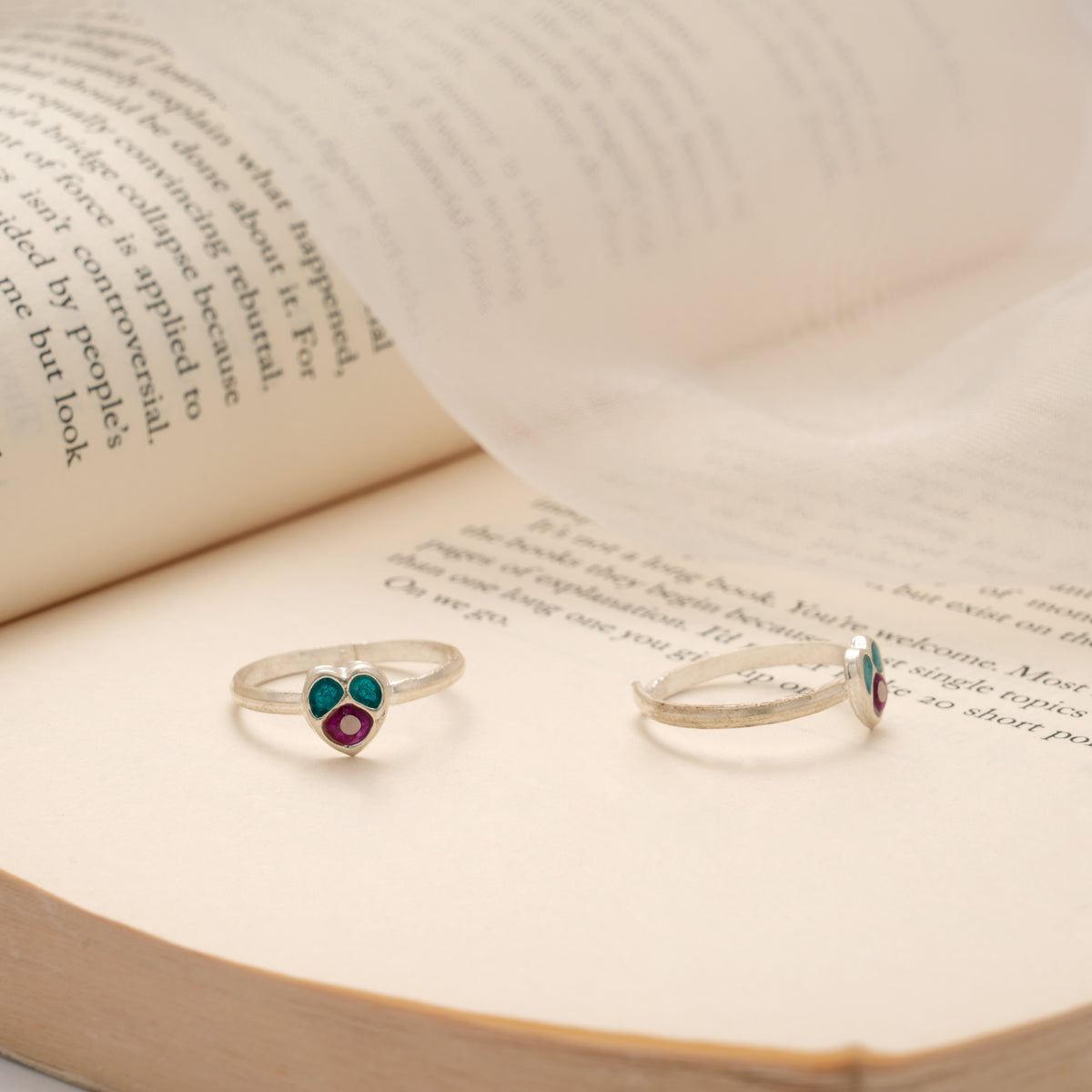 Lovely Heart Enamel Silver Toe Ring