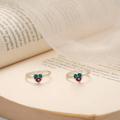 Lovely Heart Enamel Silver Toe Ring