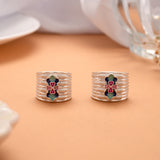 Fancy Pink Floral Enamel Silver Toe Ring