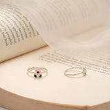 Green and Red Enamel Floral Silver Toe Ring