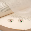 Green and Red Enamel Floral Silver Toe Ring