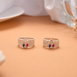 Regal Teardrop Enamel Silver Toe Ring