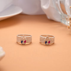 Regal Teardrop Enamel Silver Toe Ring