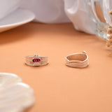 Stylish Red Enamel Silver Toe Ring