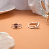 Fancy Red with Blue Enamel Silver Toe Ring