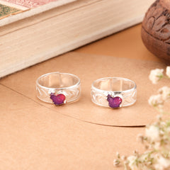 Beautiful Purple Enamel Silver Toe Ring