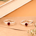 Circle Design Red Enamel Silver Toe Ring