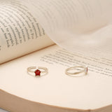 Minimalist Red Enamel Floral Silver Toe Ring