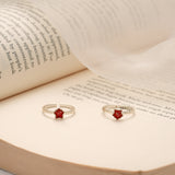 Minimalist Red Enamel Floral Silver Toe Ring