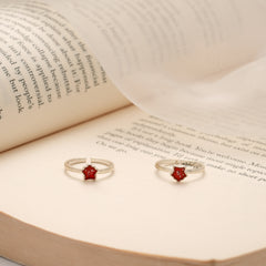 Minimalist Red Enamel Floral Silver Toe Ring