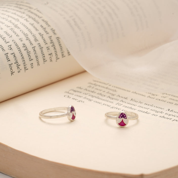 Minimal Flower Enamel Silver Toe Ring
