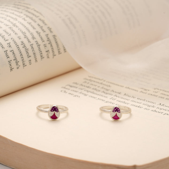 Minimal Flower Enamel Silver Toe Ring