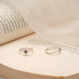 Pink and Green Heart Enamel Silver Toe Ring