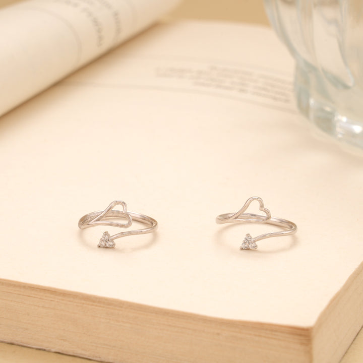 Heart with Arrow Adjustable Silver Toe Rings