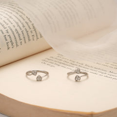 Tiny Charm Dual Heart Design Silver Toe Ring