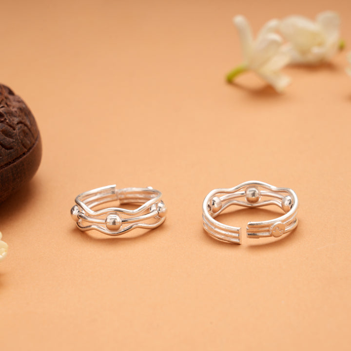 Modern Multi Layer Ball Toe Ring
