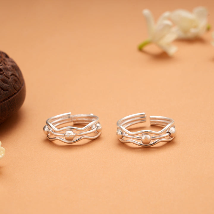 Modern Multi Layer Ball Toe Ring