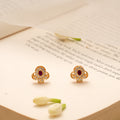 Elegant Ruby Floral Kundan Golden Stud