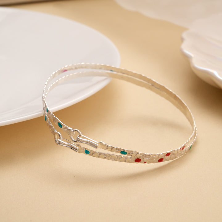 Vibrant Colour Enamel Standard Silver Surul Kappu