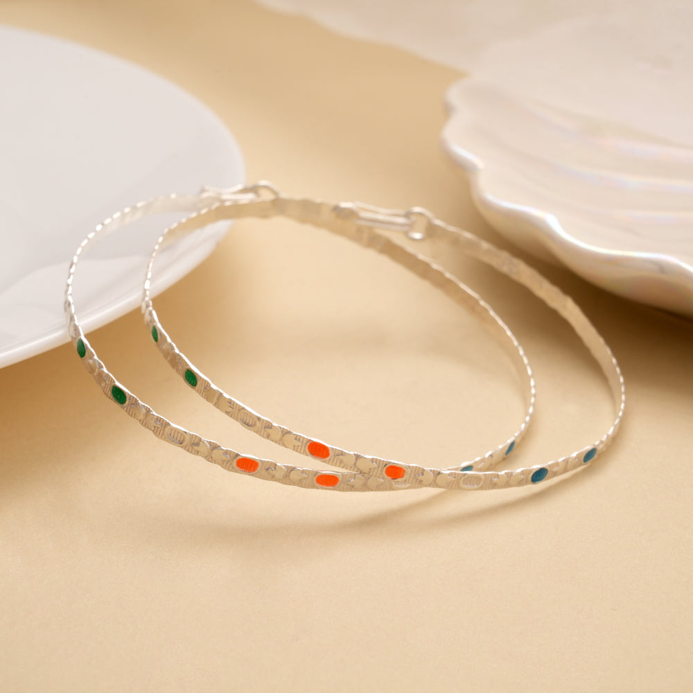 Vibrant Colour Enamel Standard Silver Surul Kappu
