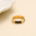 Modern Dual Black Line Band Gold Ring