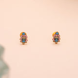 Trendy Kids Cartoon Character Enamel Gold Earring