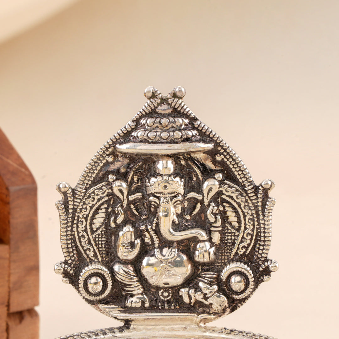 Antique Silver Ganesha Deepam Idol