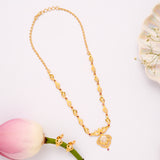 Floral Ruby Stone Golden Necklace Set