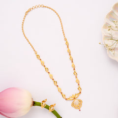 Floral Ruby Stone Golden Necklace Set