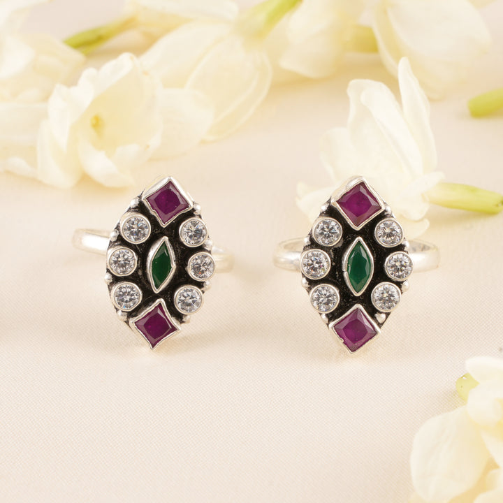 Ruby with Emerald Leaf Toe Ring