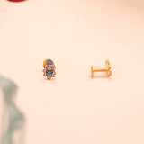 Trendy Kids Cartoon Character Enamel Gold Earring