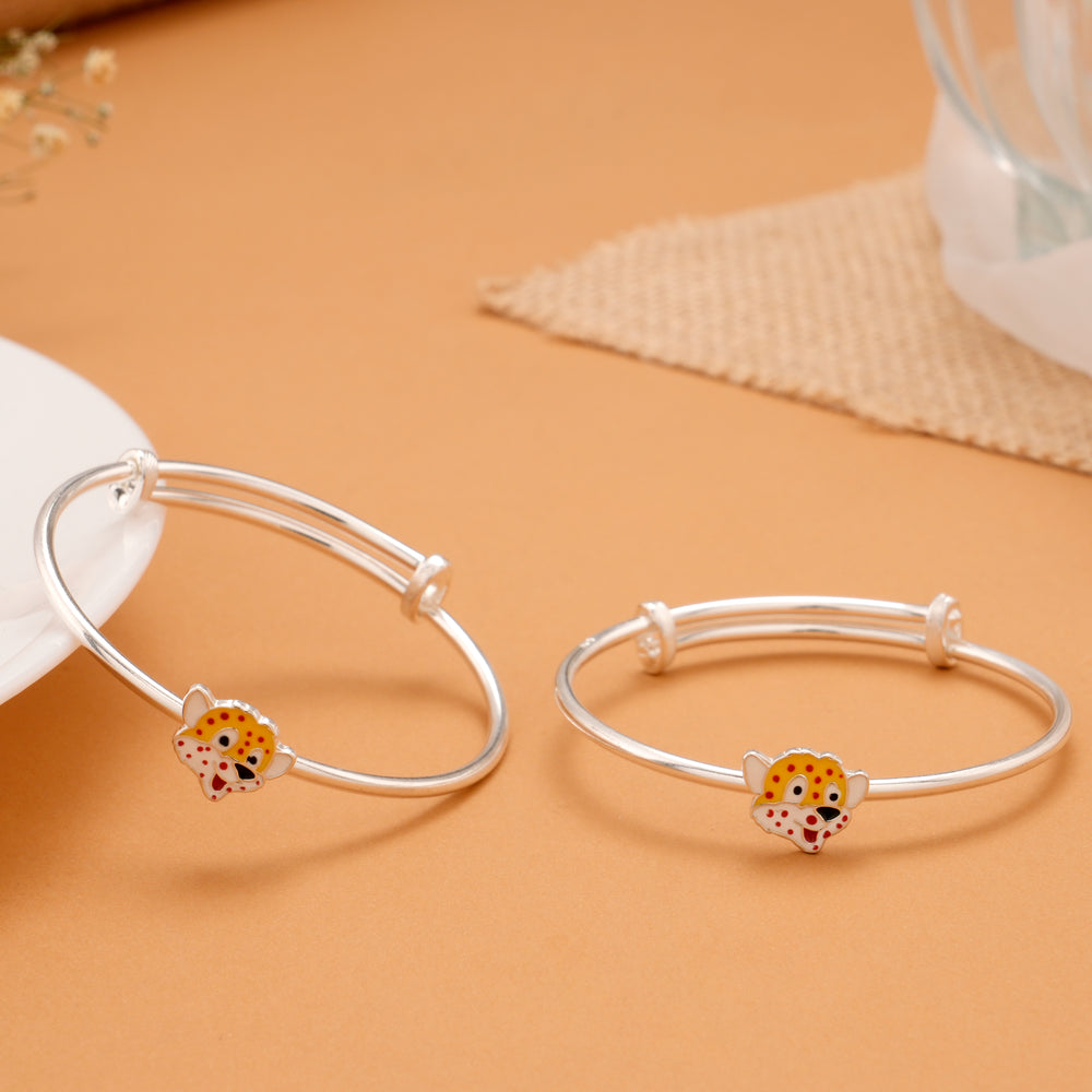 Tiny Dog Charm Silver Baby Bangle