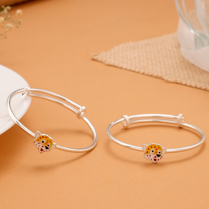 Tiny Dog Charm Silver Baby Bangle