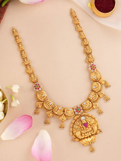 Lakshmi Pendant with Elephant Gold Haram