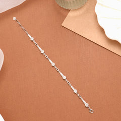 Radiant Leaf Pattern and Stone Silver Bracelet