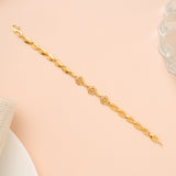 Tri Floral Oval Shape Link Gold Bracelet for Women