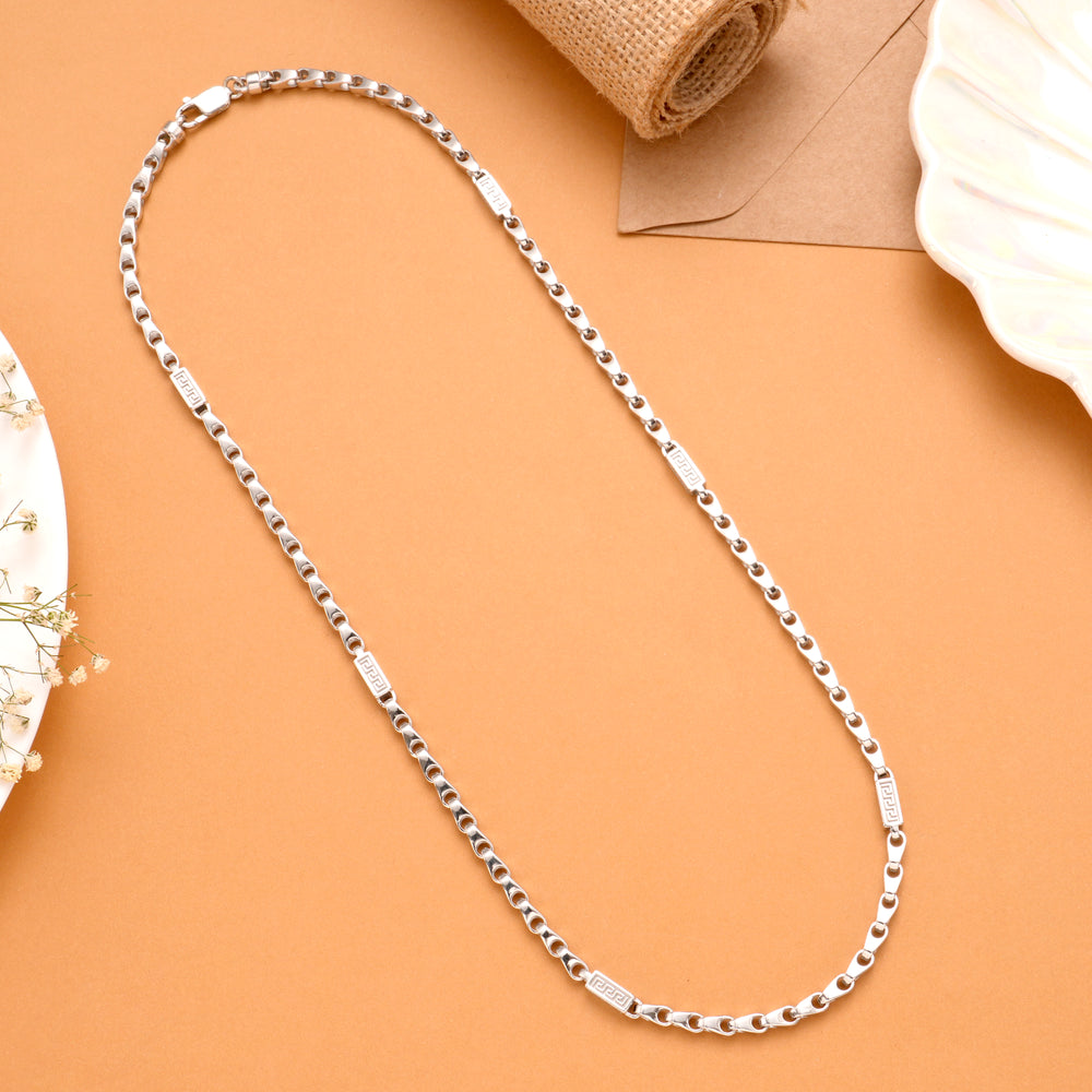 Ethnic Bold Nawabi Style Men’s Silver Chain