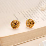 Elegant Floral Enamel Golden Kundan Stud