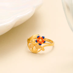 Enamel Artistic Bloom Gold Ring