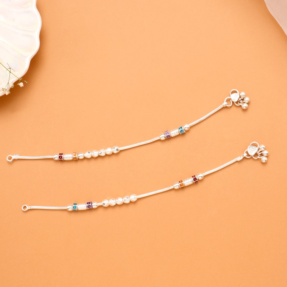 Classic Silver Ball  Baby Anklet