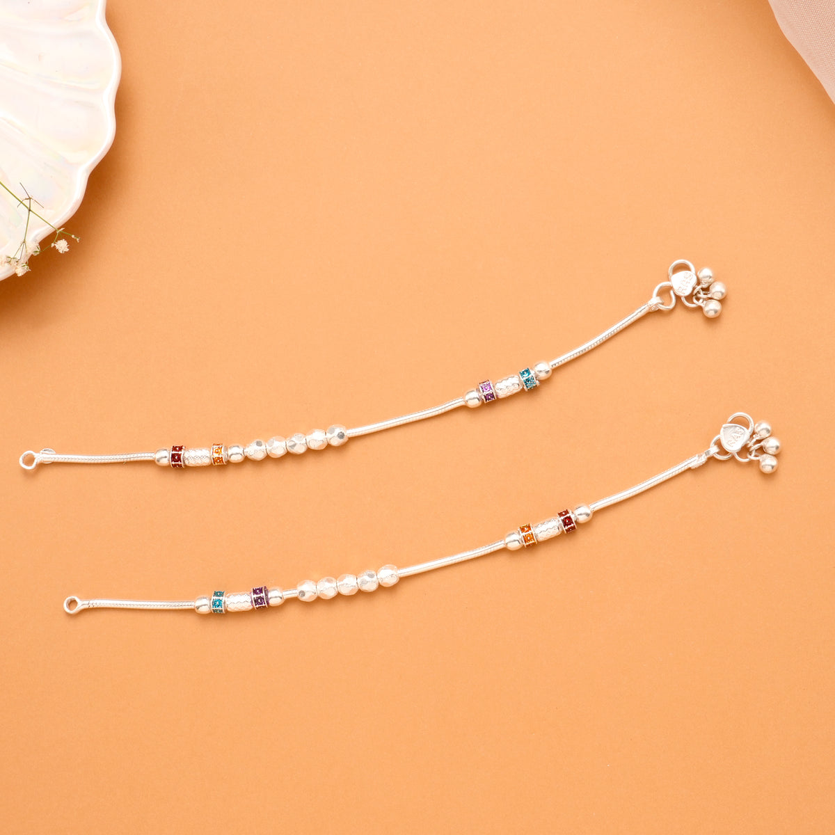 Classic Silver Ball  Baby Anklet